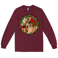 Burgundy Spanish Goat Christmas Long Sleeve Tee - LillyAllenDesigns