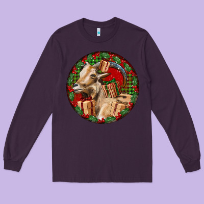 Spanish Goat Christmas Long Sleeve Tee Designed By Lillyallendesigns