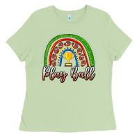 Matcha Play Ball Football Rainbow Ladies Tee - CowhideDigitalArt