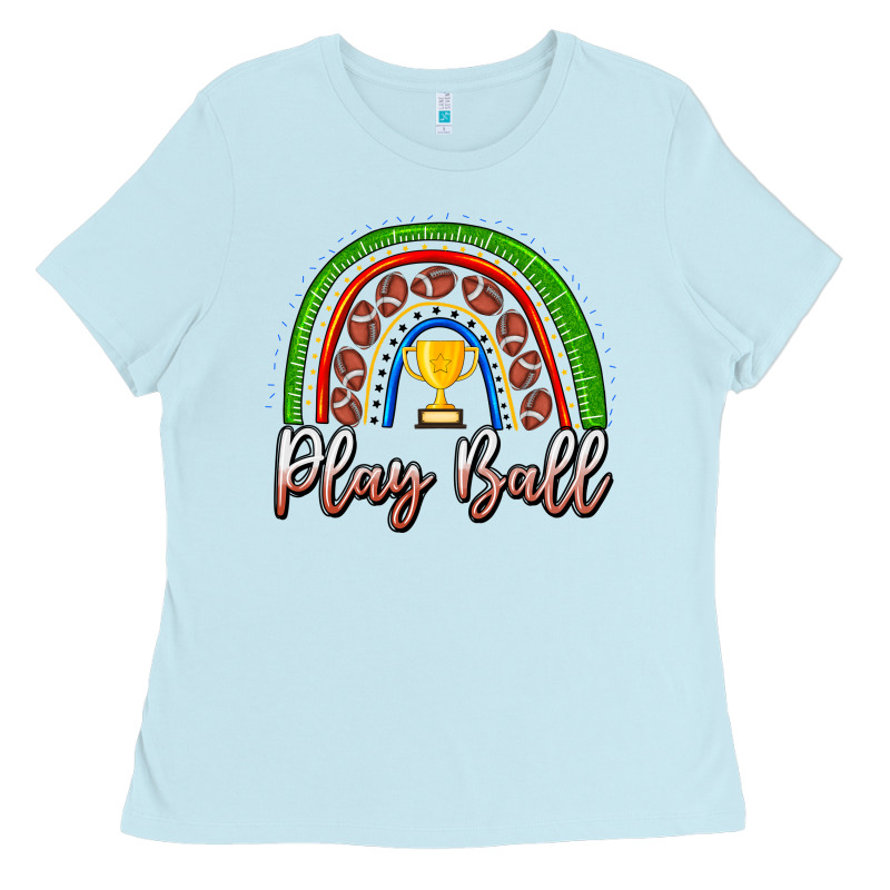 Play Ball Football Rainbow Ladies Tee by CowhideDigitalArt | Teevron