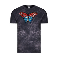 Cloud Black Patriotic American Flag Butterfly 4th of July Vintage Tee - LillyAllenDesigns