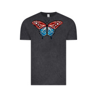 Vintage Black Patriotic American Flag Butterfly 4th of July Vintage Tee - LillyAllenDesigns