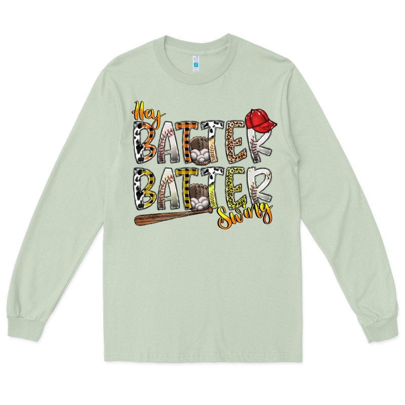 Hey Batter Batter Swing Long Sleeve Tee by SublimationCraftShop | Teevron