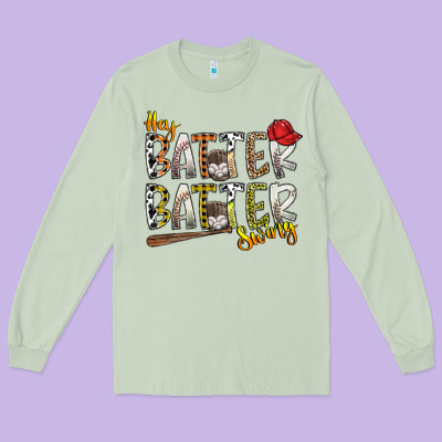 Hey Batter Batter Swing Long Sleeve Tee Designed By Sublimationcraftshop