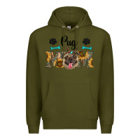 Army Green western pug mom Premium Hoodie - RanaPortraitStore