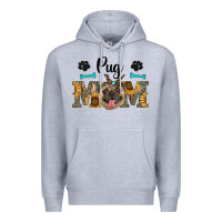 Heather Grey western pug mom Premium Hoodie - RanaPortraitStore
