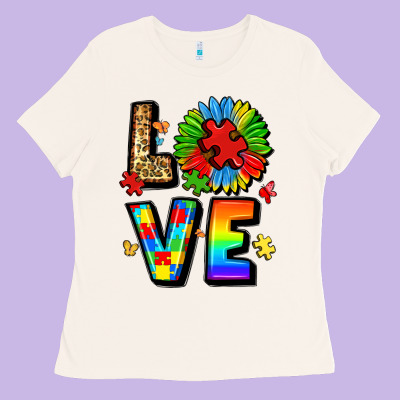 Autism Love Ladies Tee Designed By Lillyallendesigns