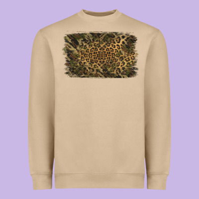 Camouflage Leopard Background Heavyweight Sweatshirt Designed By Jasminsmagicworld
