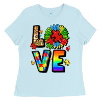 Baby Blue autism love Ladies Tee - LillyAllenDesigns