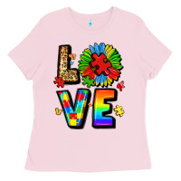 Bubblegum Pink autism love Ladies Tee - LillyAllenDesigns