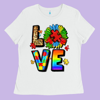 Autism Love Ladies Tee Designed By Lillyallendesigns