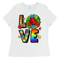 White autism love Ladies Tee - LillyAllenDesigns