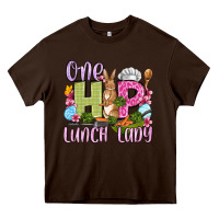 Chocolate Brown Easter Day One hip Lunch Lady Heavy Core Tee - OliviaCreatesArt