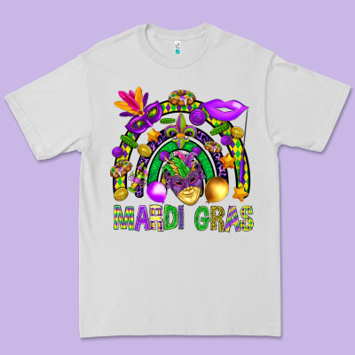 Mardi Gras Rainbow Premium Tee Designed By Bundleandbundleshop