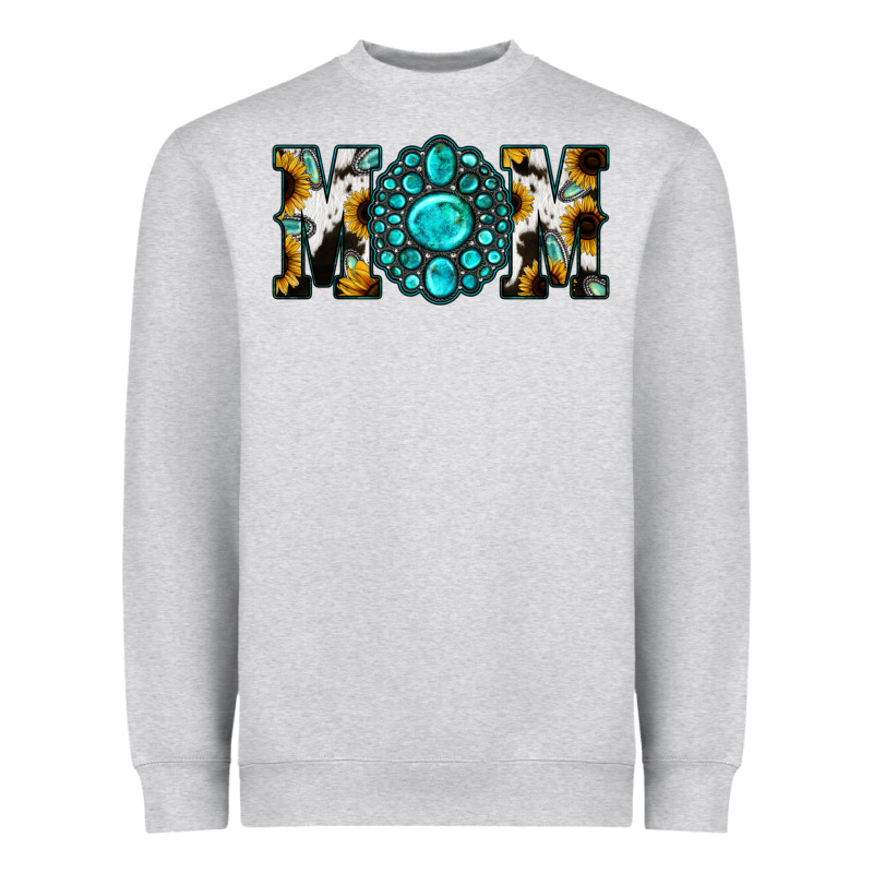 Sunflower Cowhide Turquoise Gemstone Mom Heavyweight Sweatshirt by Jasminsmagicworld | Teevron