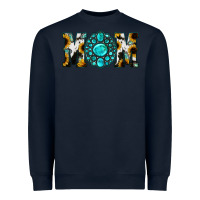 Navy Sunflower Cowhide Turquoise Gemstone Mom Heavyweight Sweatshirt - Jasminsmagicworld