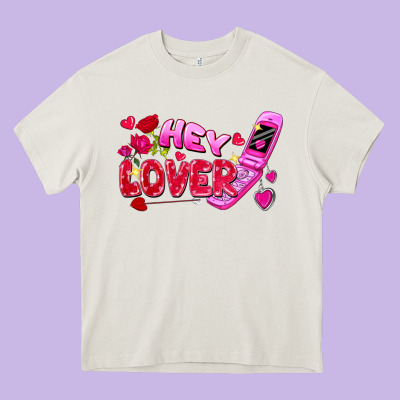 Hey Lover Flip Phone Valentine's Day Heavy Core Tee Designed By Fadigitalartstudio