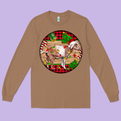 Nubian Goat Christmas Long Sleeve Tee Designed By Lillyallendesigns