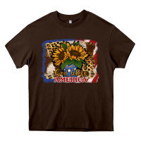 Chocolate Brown Patriotic Sunflower God Bless America Heavy Core Tee - Jasminsmagicworld