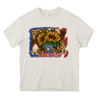 Cream Patriotic Sunflower God Bless America Heavy Core Tee - Jasminsmagicworld