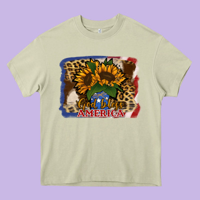 Patriotic Sunflower God Bless America Heavy Core Tee Designed By Jasminsmagicworld
