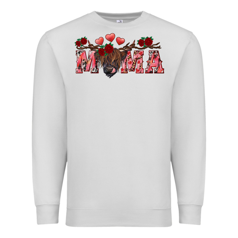 Valentine's Day Mama Black Highland Cow Premium Sweatshirt by RanaPortraitStore | Teevron