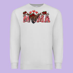 Valentine's Day Mama Black Highland Cow Premium Sweatshirt Designed By Ranaportraitstore