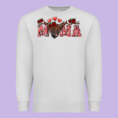 Valentine's Day Mama Black Highland Cow Premium Sweatshirt Designed By Ranaportraitstore