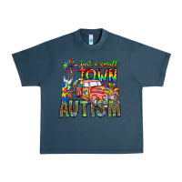 Midnight Navy Just a Girl Small Town Autism Urban Heavy Tee - CowhideDigitalArt