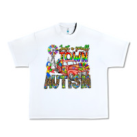 White Just a Girl Small Town Autism Urban Heavy Tee - CowhideDigitalArt