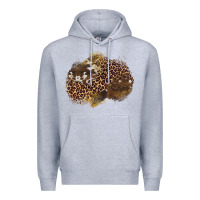 Heather Grey leopard cowhide glitter patches Premium Hoodie - Artiststas