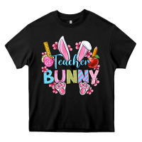 Black Easter Teacher bunny Heavy Core Tee - OliviaCreatesArt