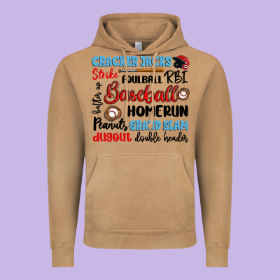 Baseball Typography Words Vintage Hoodie Designed By Artiststas