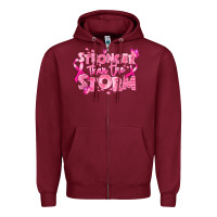 Burgundy stronger than the storm breast cancer Zipper Hoodie - RanaPortraitStore