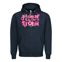 Navy stronger than the storm breast cancer Zipper Hoodie - RanaPortraitStore