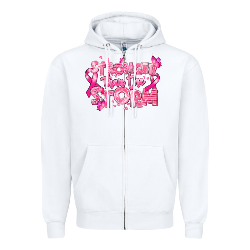 Stronger Than The Storm Breast Cancer Zipper Hoodie by RanaPortraitStore | Teevron