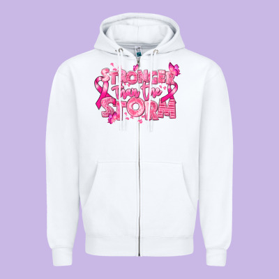 Stronger Than The Storm Breast Cancer Zipper Hoodie Designed By Ranaportraitstore