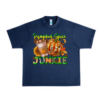 Navy Pumpkin Spice Junkie Urban Heavy Tee - CowhideDigitalArt