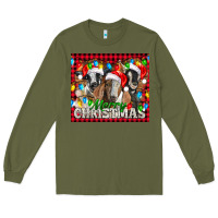 Army Green Merry Christmas  With Goats Long Sleeve Tee - LillyAllenDesigns
