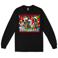 Black Merry Christmas  With Goats Long Sleeve Tee - LillyAllenDesigns