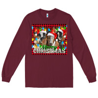 Burgundy Merry Christmas  With Goats Long Sleeve Tee - LillyAllenDesigns