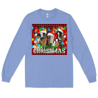 Colony Blue Merry Christmas  With Goats Long Sleeve Tee - LillyAllenDesigns