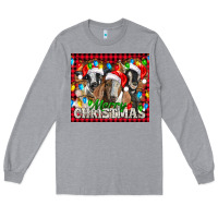 Heather Grey Merry Christmas  With Goats Long Sleeve Tee - LillyAllenDesigns