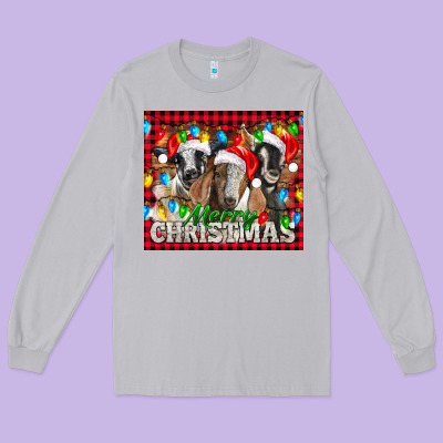 Merry Christmas  With Goats Long Sleeve Tee Designed By Lillyallendesigns