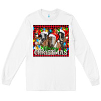 White Merry Christmas  With Goats Long Sleeve Tee - LillyAllenDesigns