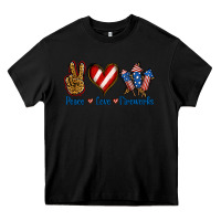 Black Peace Love Fireworks Heavy Core Tee - Jasminsmagicworld