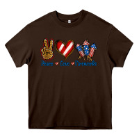 Chocolate Brown Peace Love Fireworks Heavy Core Tee - Jasminsmagicworld