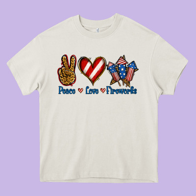 Peace Love Fireworks Heavy Core Tee Designed By Jasminsmagicworld