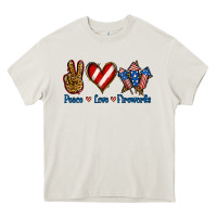 Cream Peace Love Fireworks Heavy Core Tee - Jasminsmagicworld