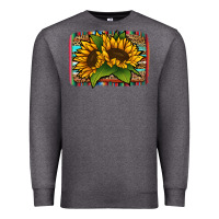 Charcoal Heather sunflower serape leopard background Premium Sweatshirt - Jasminsmagicworld